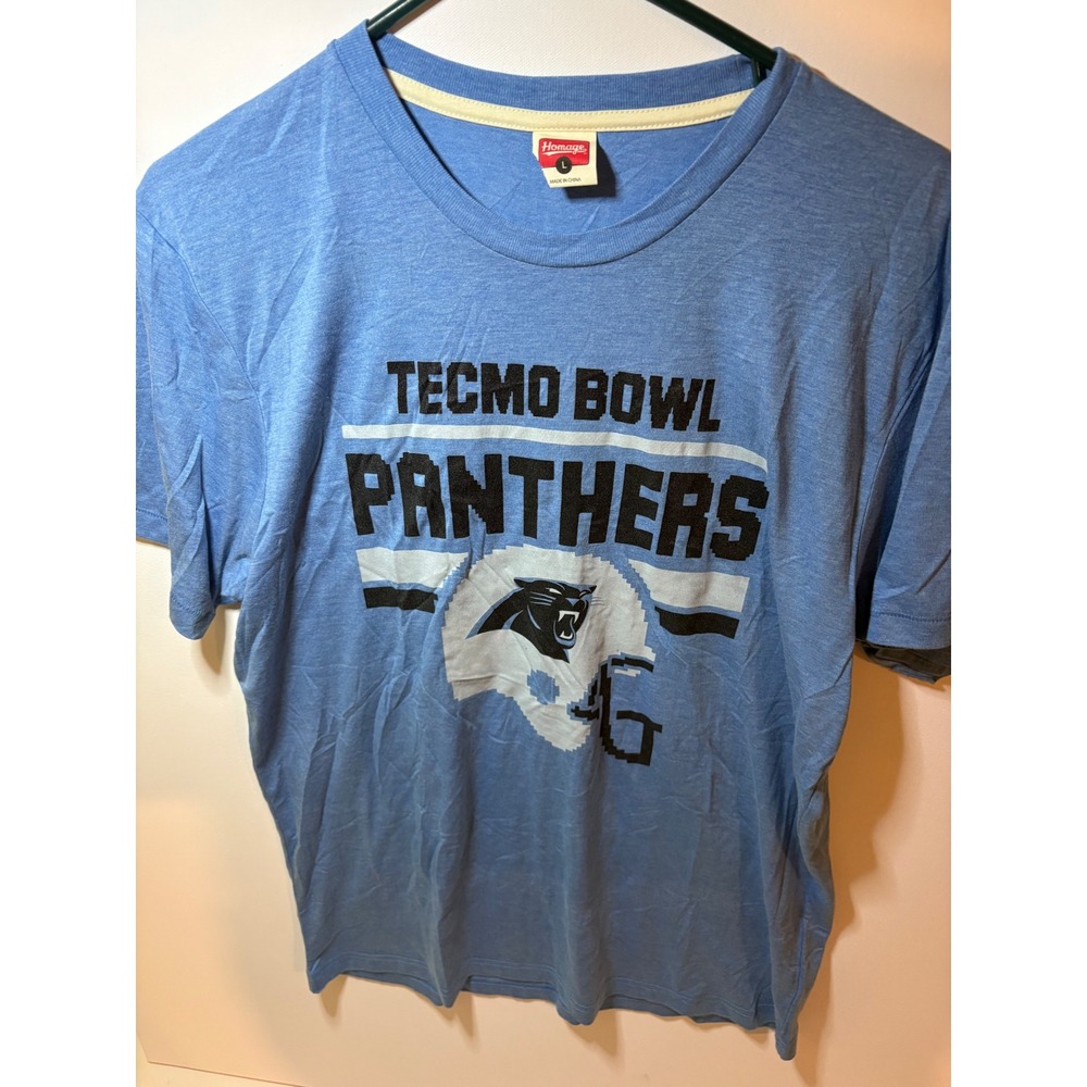 HOMAGE Carolina Panthers Tecmo Bowl T Shirt Blue Mens Large L Retro NFL Football